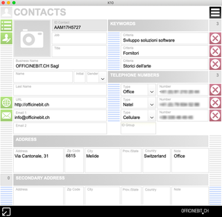 K10 - Archive, Contacts

A solution to manage events and to trace and manage the interest of on'es own contacts.