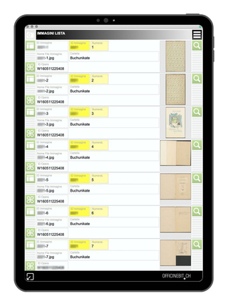 Foundation Ursula e Gunter Böhmer, Sistema di schedatura. Tabella "immagini", visualizzazione in formato Lista