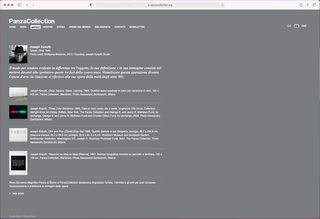 PanzaCollection, Il sito presenta gli eventi durante i quali nuclei di opere sono stati esposti al pubblico e censisce le istituzioni museali, pubbliche e private, a cui sono pervenute, per lasciti o donazioni.